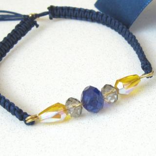 Esprit de Perles - Bracelet bleu et jaune Jessie, bracelet minimaliste, bracelet cordon cristal Majestic Blue (copie) - Bracelet - Verre