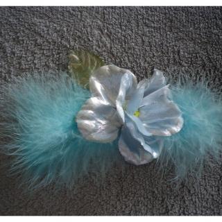 Evysoie - Broche/accessoire pour headband, fleur et voilette bleu - Broche