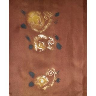 Evysoie - Echarpe en soie stylisée caramel et or - Echarpe femme et ado