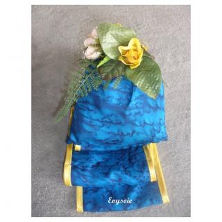 Evysoie - réserve de papier toilette en soie bleue - décoration textile