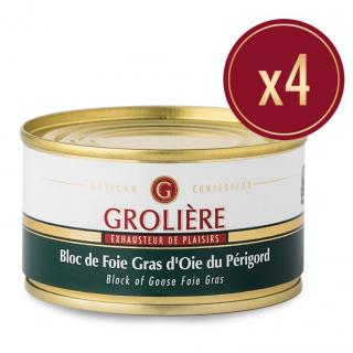 FOIE GRAS GROLIERE - 4 Blocs de Foie Gras d&#039;Oie du Périgord 130g - Foie gras - 0.52