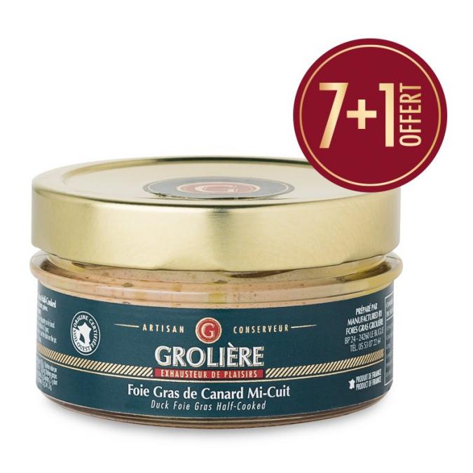 FOIE GRAS GROLIERE - 8 Foies Gras de Canard Mi-Cuit - 960 gr - Foie gras - 0.96