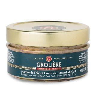FOIE GRAS GROLIERE - Marbré de Foie et Confit de Canard Mi-Cuit - 120 gr - Foie gras - 0.12