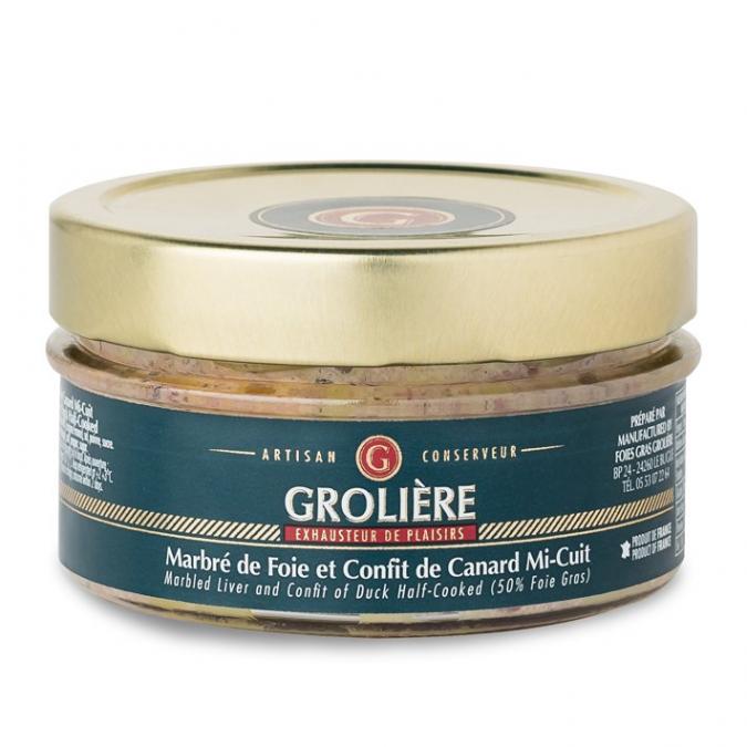 FOIE GRAS GROLIERE - Marbré de Foie et Confit de Canard Mi-Cuit - 120 gr - Foie gras - 0.12