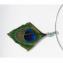 Haliotis Créations - Collier Oeil de Paon, court _ torque _ plume verte, bleue et mordorée - Collier - plume