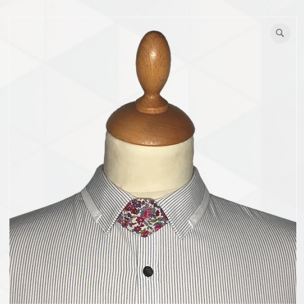 Hipstom - Libered - Coton beige motifs rouge, rose, violet et nuances de vert - noeud claudinet