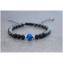 JEGSTONE - Bracelet perles onyx mat, hématite, agate bleu et argent 925 - Bracelet - Bracelet en pierres naturelles semi-précieuses et acier inoxydable. Matériaux utilisés : perles œil de tigre, perles et plume en acier inoxydable. Fermoir coulissant