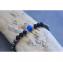 JEGSTONE - Bracelet perles onyx mat, hématite, agate bleu et argent 925 - Bracelet - Bracelet en pierres naturelles semi-précieuses et acier inoxydable. Matériaux utilisés : perles œil de tigre, perles et plume en acier inoxydable. Fermoir coulissant
