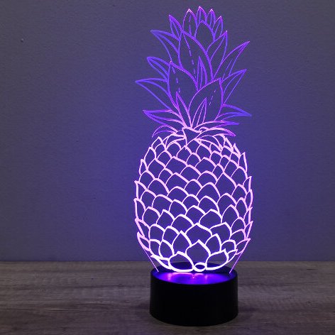 JNB-Maker Artisan Laseriste - Lampe illusion Ananas avec télécommande - Lampe de table - ampoule(s)
