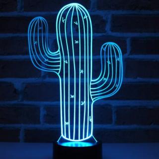 JNB-Maker Artisan Laseriste - Lampe illusion Cactus avec télécommande - Lampe de table - ampoule(s)