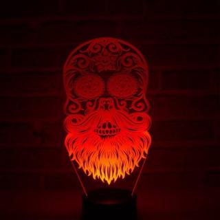 JNB-Maker Artisan Laseriste - Lampe Led Tête de Mort Mexicaine Barbue - Lampe de table - 4668ampoule(s)