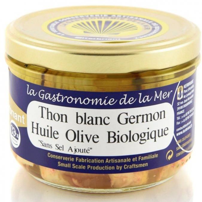 KERBRIANT - Thon blanc Germon huile d&#039;olive BIO  (Sans Sel Ajouté) - Conserve et soupe de poisson