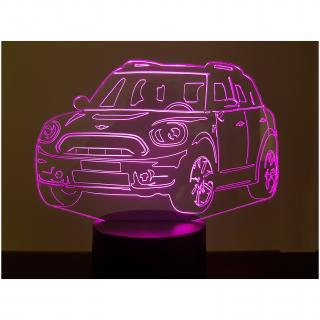 KISSKISSMETAL - AUSTIN MINI COUNTRYMAN - Lampe d&#039;ambiance 3D à leds, gravure laser sur acrylique, alimentation par piles ou câble usb - Lampe d&#039;ambiance