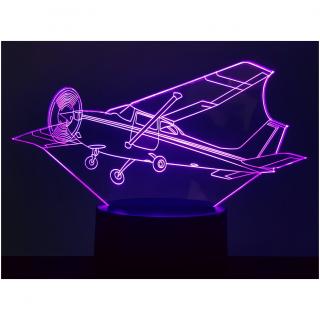 KISSKISSMETAL - AVION CESSNA - Lampe d&#039;ambiance 3D à leds, gravure laser sur acrylique, alimentation par piles ou câble usb - Lampe d&#039;ambiance