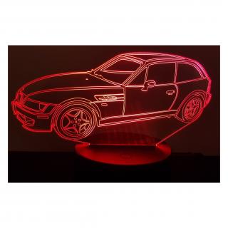 KISSKISSMETAL - BMW Z3 coupé - Lampe d&#039;ambiance 3D à leds, gravure laser sur acrylique, alimentation par piles ou câble USB - Lampe d&#039;ambiance