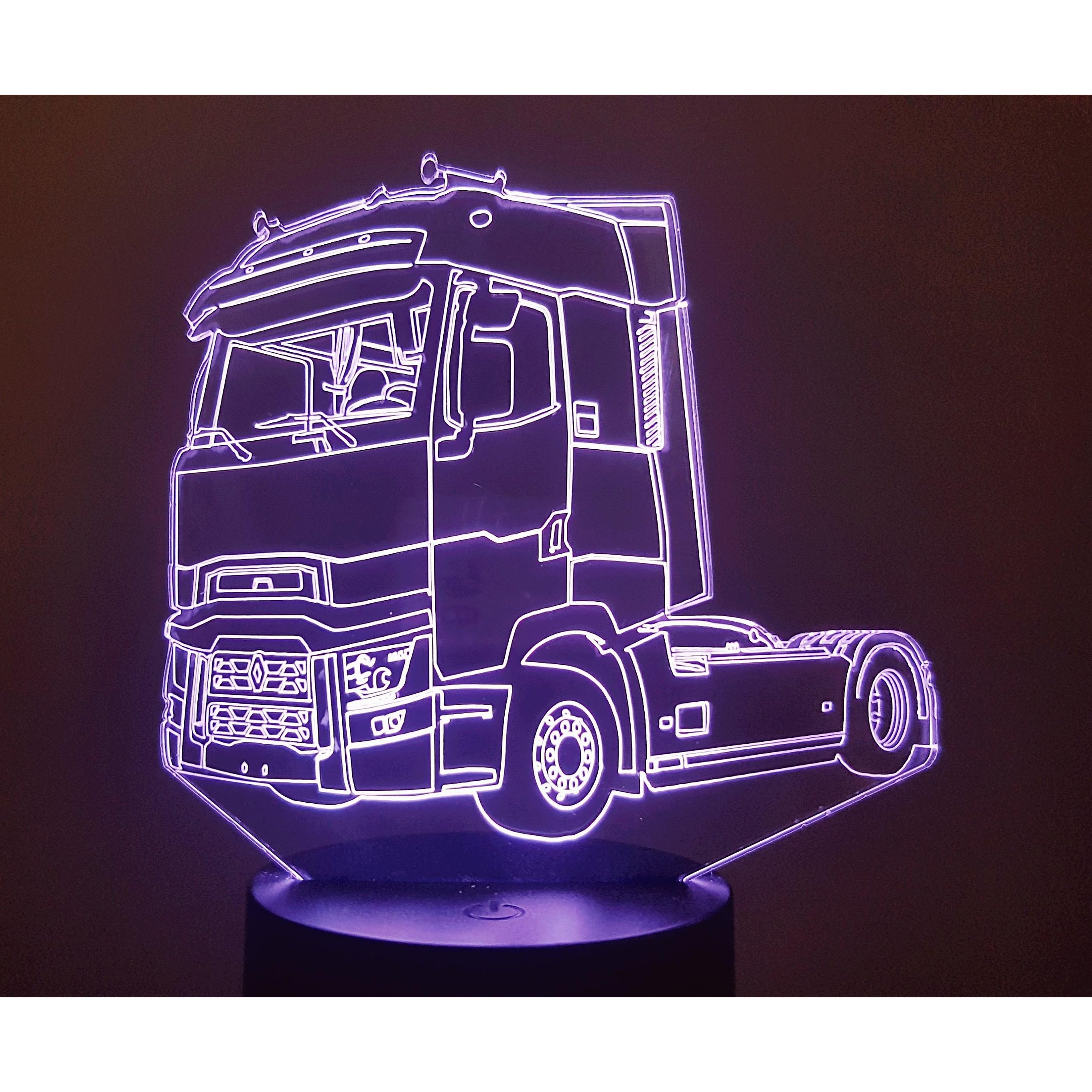 CAMION RENAULT T - Lampe d'ambiance 3D à led, gravure laser sur acrylique,  alimentation par piles ou câble USB
