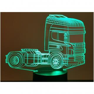 KISSKISSMETAL - CAMION SCANIA (1) - Lampe d&#039;ambiance 3D à leds, gravure laser sur acrylique, alimentation par piles ou câble USB - Lampe d&#039;ambiance