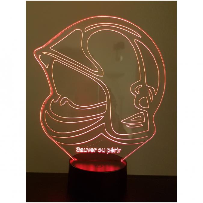 KISSKISSMETAL - CASQUE POMPIER F1 BSPP- Lampe d&#039;ambiance 3D à leds, gravure laser sur acrylique, alimentation par piles ou câble usb - Lampe d&#039;ambiance