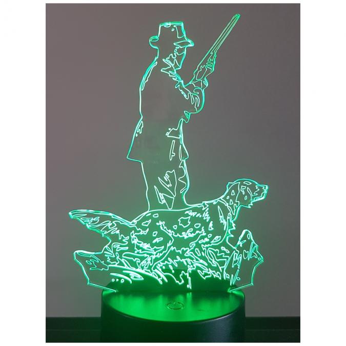 KISSKISSMETAL - CHASSEUR - Lampe d&#039;ambiance 3D à leds, gravure laser sur acrylique, alimentation par piles ou câble USB - Lampe d&#039;ambiance