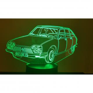 KISSKISSMETAL - CITROËN GS - Lampe d&#039;ambiance 3D à leds, gravure laser sur acrylique, alimentation par piles ou câble USB - Lampe d&#039;ambiance