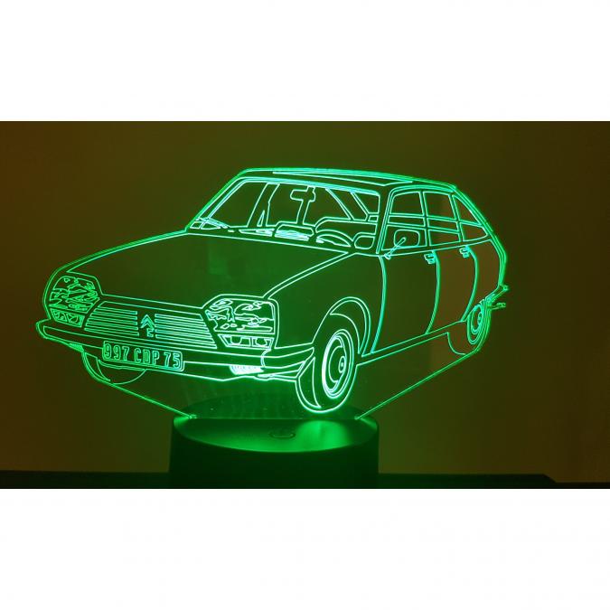 KISSKISSMETAL - CITROËN GS - Lampe d&#039;ambiance 3D à leds, gravure laser sur acrylique, alimentation par piles ou câble USB - Lampe d&#039;ambiance