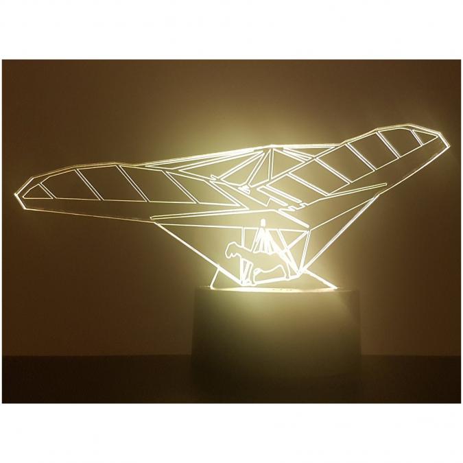 KISSKISSMETAL - DELTAPLANE - Lampe d&#039;ambiance 3D à leds, gravure laser sur acrylique, alimentation par piles ou câble USB - Lampe d&#039;ambiance