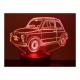 KISSKISSMETAL - FIAT 500 - Lampe d&#039;ambiance 3D à leds, gravure laser sur acrylique, alimentation par piles ou câble usb - Lampe d&#039;ambiance