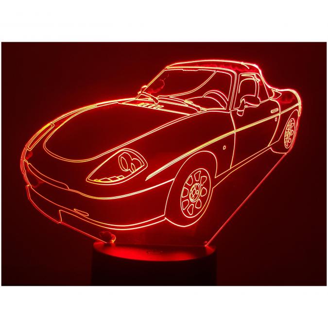 KISSKISSMETAL - FIAT Barchetta - Lampe d&#039;ambiance 3D à LED, gravure laser sur acrylique, alimentation par piles ou câble USB - Lampe d&#039;ambiance