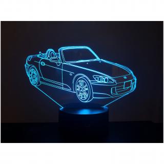 KISSKISSMETAL - HONDA S2000 - Lampe d&#039;ambiance 3D à leds, gravure laser sur acrylique, alimentation par piles ou câble USB - Lampe d&#039;ambiance
