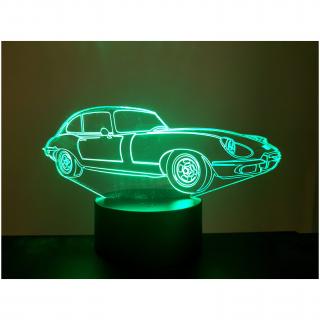 KISSKISSMETAL - JAGUAR TYPE E - Lampe d&#039;ambiance 3D à leds, gravure laser sur acrylique, alimentation par piles ou câble USB - Lampe d&#039;ambiance