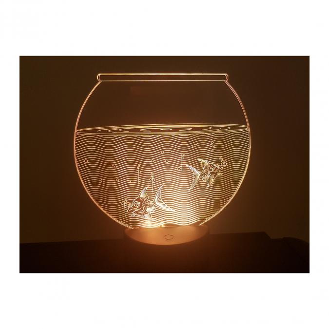 KISSKISSMETAL - Lampe 3D motif: Aquarium - Lampe d&#039;ambiance