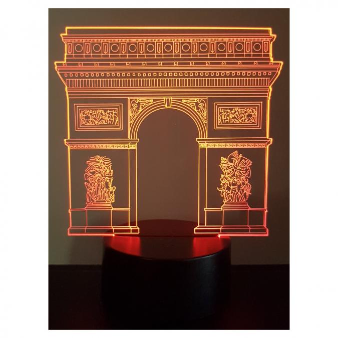 KISSKISSMETAL - Lampe 3D motif: arc de triomphe PARIS - Lampe d&#039;ambiance