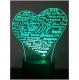KISSKISSMETAL - Lampe 3D motif: Coeur Love Amour - Lampe d&#039;ambiance