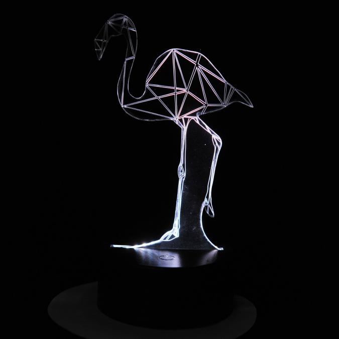 KISSKISSMETAL - Lampe 3D motif: flamand rose - Lampe d&#039;ambiance