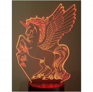 KISSKISSMETAL - LICORNE - Lampe d&#039;ambiance 3D à leds, gravure laser sur acrylique, alimentation par piles ou câble USB - Lampe d&#039;ambiance