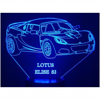 KISSKISSMETAL - LOTUS ELISE S3 - Lampe d&#039;ambiance 3D à leds, gravure laser sur acrylique, alimentation par piles ou câble USB - Lampe d&#039;ambiance