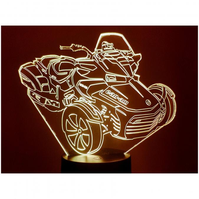 KISSKISSMETAL - MOTO CAN-AM - Lampe d&#039;ambiance 3D à leds, gravure laser sur acrylique, alimentation par piles ou câble usb - Lampe d&#039;ambiance