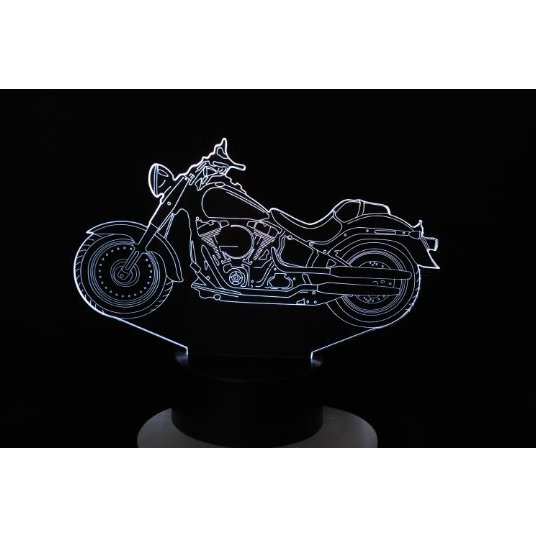 KISSKISSMETAL - MOTO HARLEY DAVIDSON - Lampe d&#039;ambiance 3D à leds, gravure laser sur acrylique, alimentation par piles ou câble usb - Lampe d&#039;ambiance