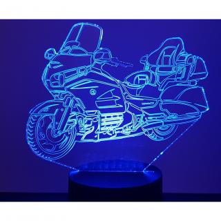 KISSKISSMETAL - MOTO HONDA GOLDWING - Lampe d&#039;ambiance 3D à leds, gravure laser sur acrylique, alimentation par piles ou câble usb - Lampe d&#039;ambiance