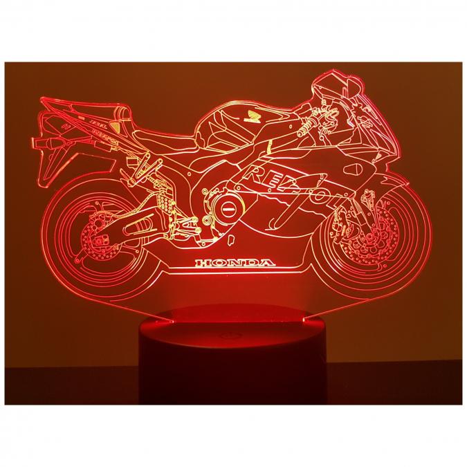 KISSKISSMETAL - MOTO HONDA REPSOL 1000RR - Lampe d&#039;ambiance 3D à leds, gravure laser sur acrylique, alimentation par piles ou câble usb - Lampe d&#039;ambiance