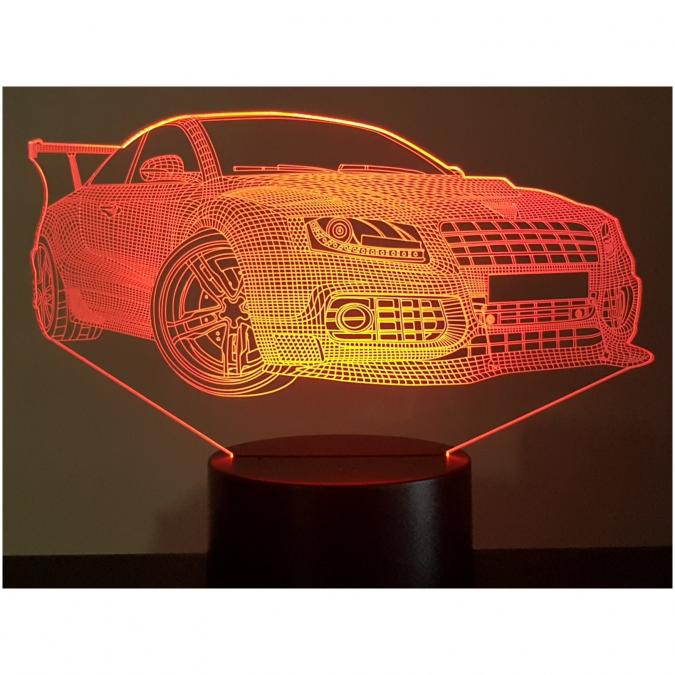 KISSKISSMETAL - NISSAN GTR - Lampe d&#039;ambiance 3D à leds, gravure laser sur acrylique, alimentation par piles ou câble USB - Lampe d&#039;ambiance
