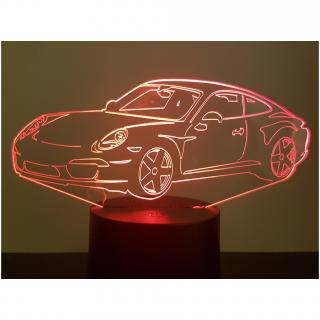 KISSKISSMETAL - PORSCHE 911-991 coupé - Lampe d&#039;ambiance 3D à leds, gravure laser sur acrylique, alimentation par piles ou câble USB - Lampe d&#039;ambiance
