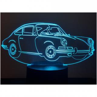 KISSKISSMETAL - PORSCHE 911 coupé (de 1964) - Lampe d&#039;ambiance 3D à leds, gravure laser sur acrylique, alimentation par piles ou câble USB - Lampe d&#039;ambiance