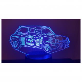 KISSKISSMETAL - RENAULT R5 Turbo 2 Lampe d&#039;ambiance 3D à leds, gravure laser sur acrylique, alimentation par piles ou câble USB - Lampe d&#039;ambiance