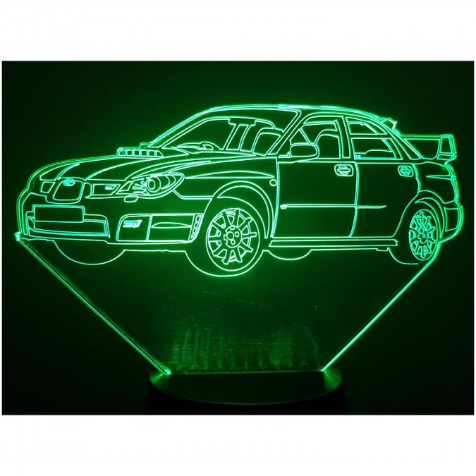 KISSKISSMETAL - SUBARU Impreza WRX - Lampe d&#039;ambiance 3D à leds, gravure laser sur acrylique, alimentation par piles ou câble USB - Lampe d&#039;ambiance