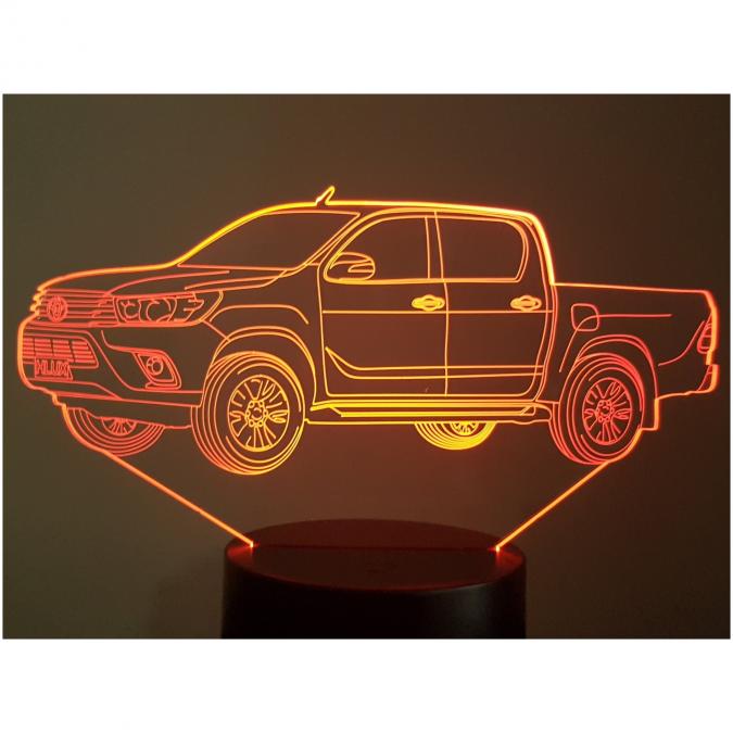 KISSKISSMETAL - TOYOTA HILUX - Lampe d&#039;ambiance 3D à leds, gravure laser sur acrylique, alimentation par piles ou câble USB - Lampe d&#039;ambiance