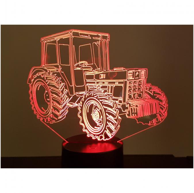 KISSKISSMETAL - TRACTEUR IH (international harvester) - Lampe d&#039;ambiance 3D à leds, gravure laser sur acrylique, alimentation par piles ou câble USB - Lampe d&#039;ambiance