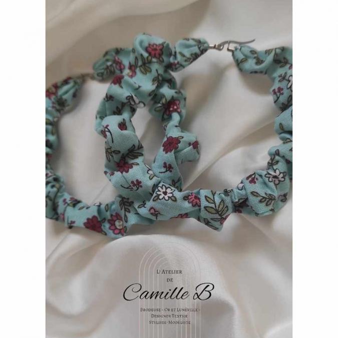 L' Atelier de Camille B - Boucles d&#039;oreilles créole scrunchy - Boucles d&#039;oreille - fil