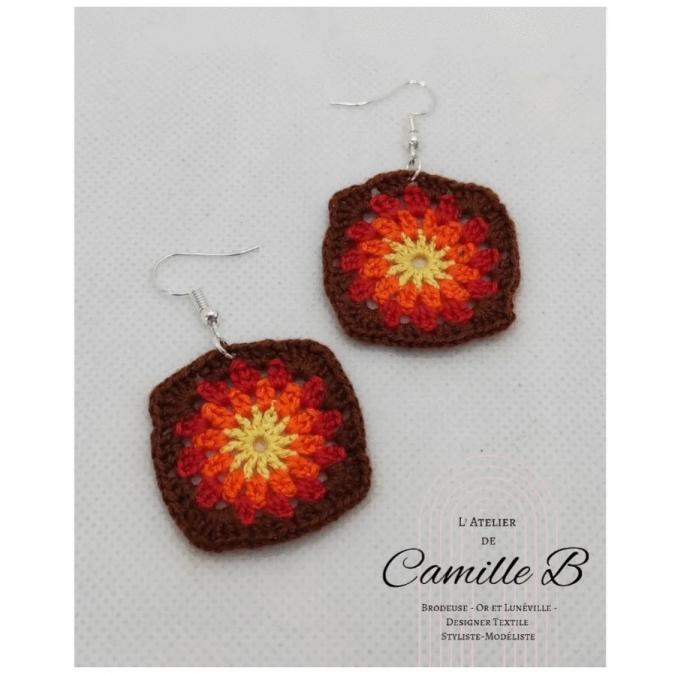 L' Atelier de Camille B - Boucles d&#039;oreilles crochet - Boucles d&#039;oreille - fil