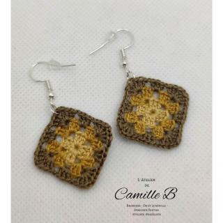 L' Atelier de Camille B - Boucles d&#039;oreilles granny crochet - Boucles d&#039;oreille - fil